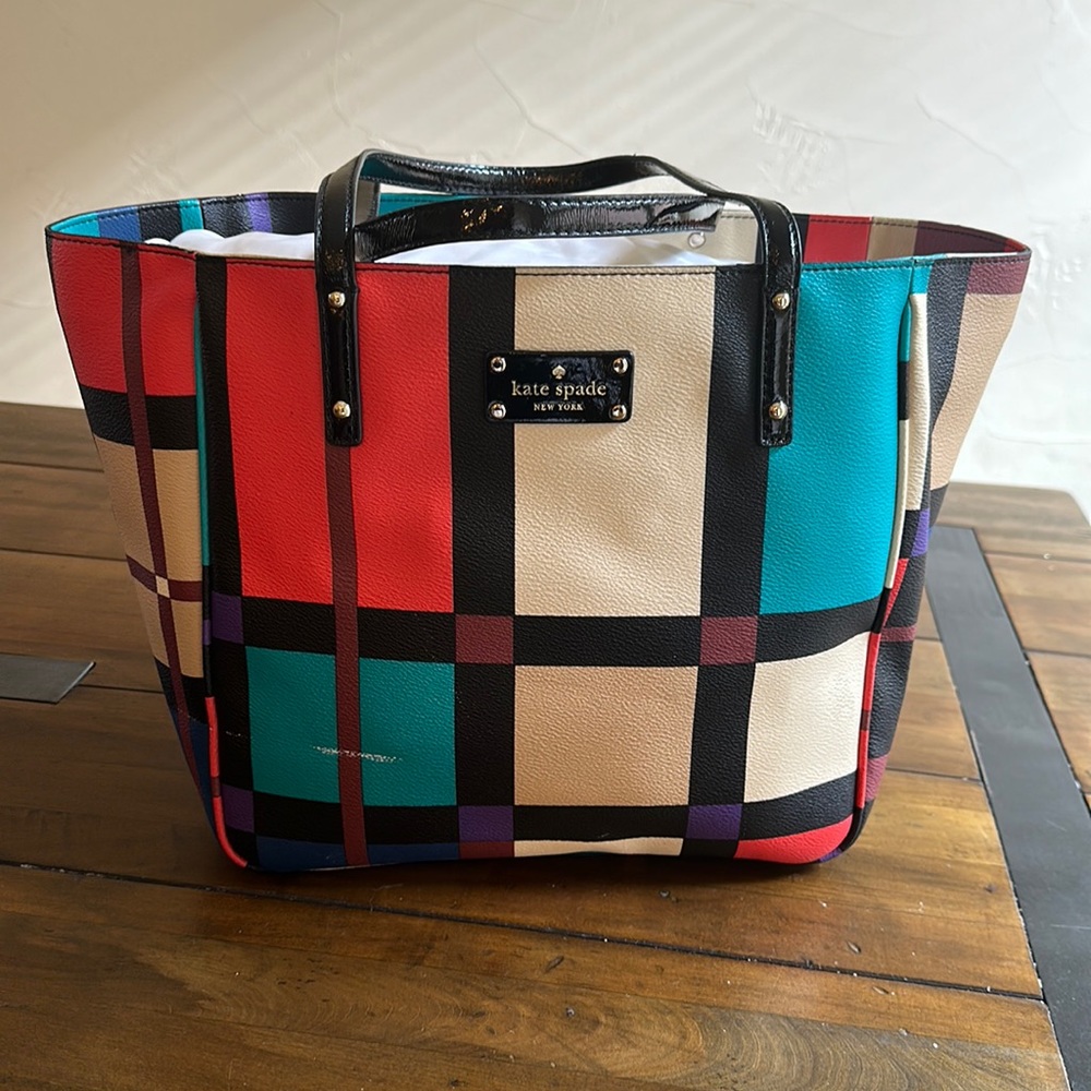 Kate Spade Colorblock Leather Tote Patent Leather Handles